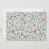 ピンクミントグリーンさくらんぼブロッサムキンセアニェラ写真 招待状 (裏面)