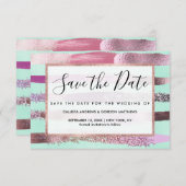 ピンクミントグリーン爪、 ネイルポーランドグリッターブラシストローク セーブザデート (正面/裏面)