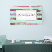 ピンクミントグリーン爪、 ネイルポーランドグリッターブラシストローク 横断幕 (トレードショー)