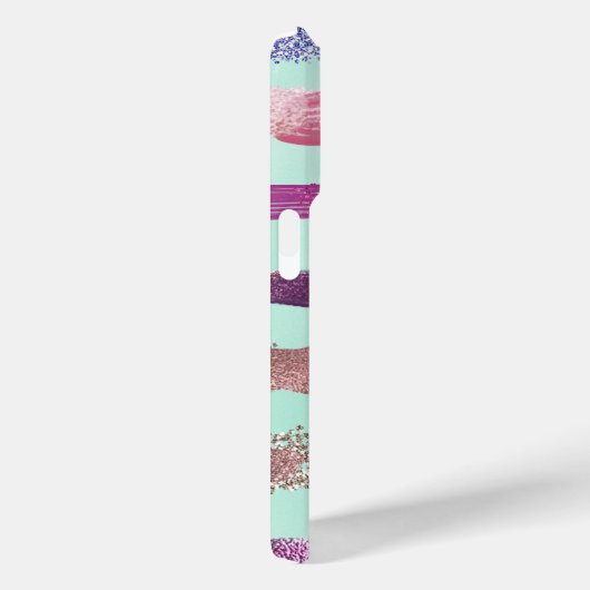 ピンクミントグリーン爪、 ネイルポーランドグリッターブラシストローク Case-Mate iPhoneケース (裏面 / 右)