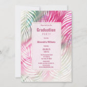ピンクミントグリーン白水色フローラ卒業 招待状 (正面)