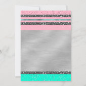 ピンクミントグリーン&シルバーグリッタースウィート16パーティー 招待状 (裏面)