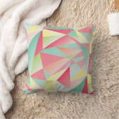 ピンクミントコーラルイエロー抽象芸術三角形パターン クッション (ブランケット)