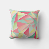 ピンクミントコーラルイエロー抽象芸術三角形パターン クッション (正面)
