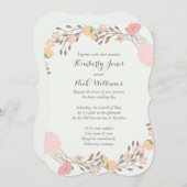 ピンクミントスウィートフローラリースウェディング招待状 招待状 (正面/裏面)