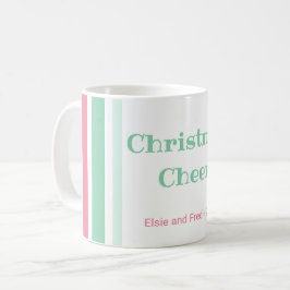 ピンクミントストライプクリスマス コーヒーマグカップ