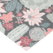 ピンクミントパターンのサボテンと多肉植物 テーブルクロス (アングル)