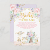 ピンクミントパープルウッドランド動物の本を読む エンクロージャーカード (正面/裏面)