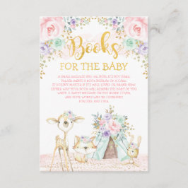 ピンクミントパープルウッドランド動物の本を読む エンクロージャーカード