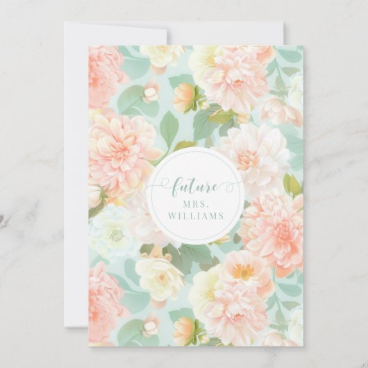 ピンクミントピーニーフローラボホアーチブライダルシャワー 招待状 (裏面)