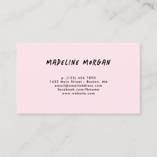 ピンクミントフェイク金ゴールドブラシストローク抽象芸術 名刺 (裏面)