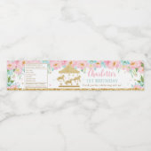 ピンクミントフローラ回転木馬カーニバル1st誕生日 ペットボトルラベル (シングルラベル)