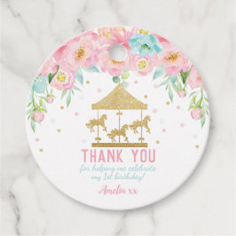 ピンクミントフローラ回転木馬誕生日ありがとう好意 フェイバータグ