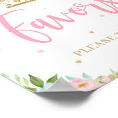 ピンクミントフローラ回転木馬誕生日シャワーウィーズ ポスター (角)