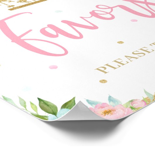 ピンクミントフローラ回転木馬誕生日シャワーウィーズ ポスター (角)