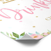 ピンクミントフローラ回転木馬誕生日シャワードリンク ポスター (角)