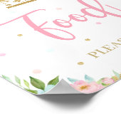 ピンクミントフローラ回転木馬誕生日シャワーフード ポスター (角)