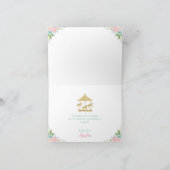 ピンクミントフローラ回転木馬誕生日パーティーありがとう カード (内部)