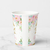 ピンクミントフローラ回転木馬誕生日ベビーシャワー 紙コップ (右)