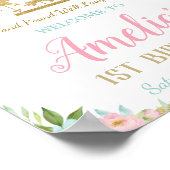 ピンクミントフローラ回転木馬1stバースデーウェルカム ポスター (角)