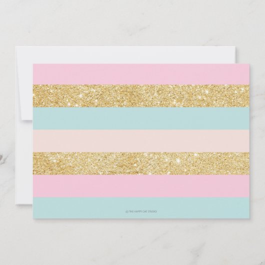 ピンクミントフローラ回転木馬1st誕生日パーティー写真 招待状 (裏面)