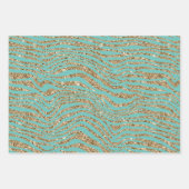 ピンクミントホワイト金ゴールドフェイクグリッターゼブラ ラッピングペーパーシート (正面3)