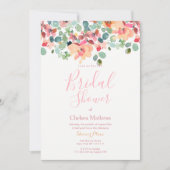 ピンクミントレッドコーラルガーデンバラブライダルシャワー 招待状 (正面)