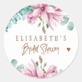 ピンクミント水カラー銅グリッターブライダルシャワー ラウンドシール (正面)