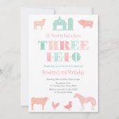 ピンクミントTHREE-IEIOガール第3誕生日パーティー 招待状 (正面)