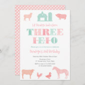 ピンクミントTHREE-IEIOガール第3誕生日パーティー 招待状 (正面/裏面)