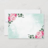 ピンクミール選択グリーンウォーター色のフローラ結婚ズ 出欠カード (裏面)