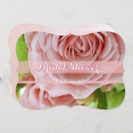 ピンクミ淡い色のニバラブライダルシャワー1C 招待状 (正面/裏面)