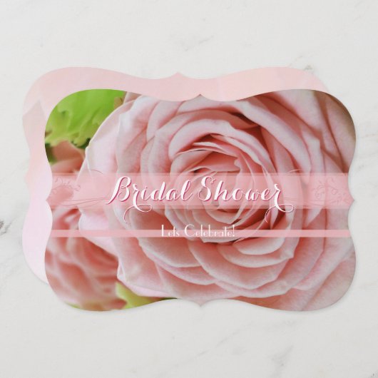 ピンクミ淡い色のニバラブライダルシャワー1C 招待状 (正面/裏面)