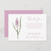 ピンクムスカリ葬儀&悔やみや弔慰サンキューカード ノートカード (正面/裏面)