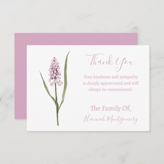 ピンクムスカリ葬儀&悔やみや弔慰サンキューカード ノートカード (正面/裏面)
