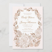 ピンクムスクバラクラウンヴィンテージウェディング招待状 招待状 (正面)