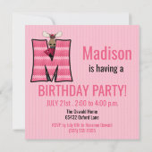 ピンクムースレターM子供の誕生日パーティー 招待状 (裏面)