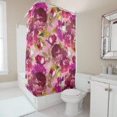 ピンクムーディーズ花模様マクシマリストフラワーガーデン シャワーカーテン (インサイチュ)