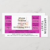 ピンクムービーナイトパーティー入場チケット招待状 (正面/裏面)