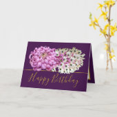 ピンクムーム&ホワイトオーランズフローラブーケ誕生日 カード (黄色い花)