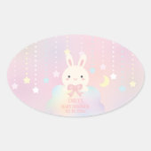ピンクムーンとスターズリトルバニーガールベビーシャワー 楕円形シール (正面)