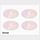ピンクムーンとスターズリトルバニーガールベビーシャワー 楕円形シール (シート)