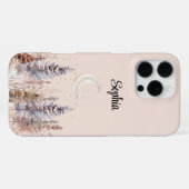 ピンクムーンのパープルツリー iPhoneケース (裏面横)