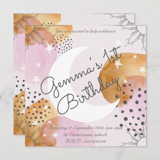 ピンクムーンの招待状 招待状 (正面/裏面)