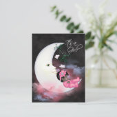 ピンクムーンアフリカ系アメリカ人ベビーガールシャワー 招待状 (スタンド正面)