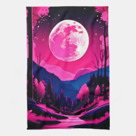 ピンクムーンファンタジー キッチンタオル