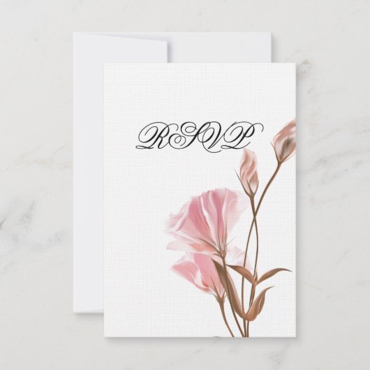 ピンクムーンフラワーRSVP招待状 出欠カード (正面)