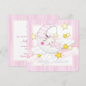 ピンクムーンベイビーシャワー 招待状 (正面/裏面)