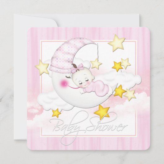 ピンクムーンベイビーシャワー 招待状 (正面)