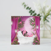 ピンクムーンベビーガールシャワー招待状 招待状 (スタンド正面)